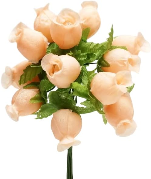 . Peach Silk Roses - 12 Bouquets, 144 Rosebuds, Fall