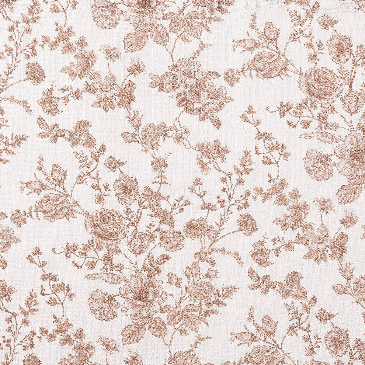 Eloise 2-Pack Tonal Botanical Semi-Sheer Rod Pocket Kitchen Curtain Swag Pair, Blush Pink, 27" W x 38" L