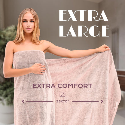 Luxury Soft Bath Sheet Towels - 650 GSM Cotton Luxury Towels Extra Large 35x70 | Highly Absorbent and Quick Dry | Hotel Quality, Pink, 2 Pack