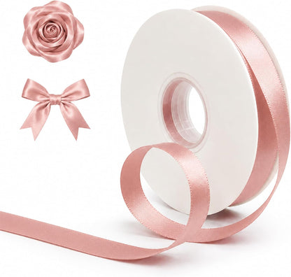 50 Yards Peach Pink Satin Ribbon 5/8 Inch Double Face Ribbon for Gift Wrapping Bouquets Crafts Wedding Decoration