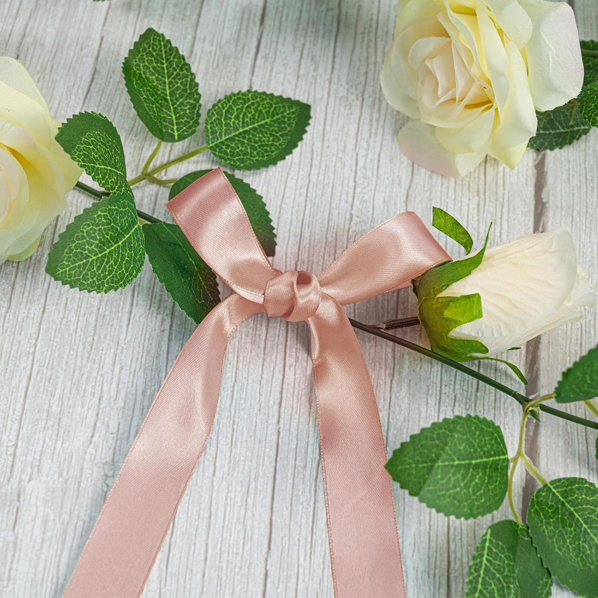 50 Yards Peach Pink Satin Ribbon 5/8 Inch Double Face Ribbon for Gift Wrapping Bouquets Crafts Wedding Decoration