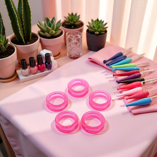 5 Pcs Pink Silicone Scissors Finger Rings Grips Grooming Shear Thumb Inserts Finger Protector Ring for Barber Hair Cutting Scissors Pet Shears