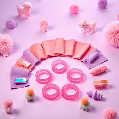 5 Pcs Pink Silicone Scissors Finger Rings Grips Grooming Shear Thumb Inserts Finger Protector Ring for Barber Hair Cutting Scissors Pet Shears