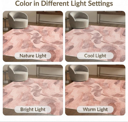 5'x7' Washable Modern Abstract Area Rug, Dusty Rose Flatwoven Floor Covering for Dining Room, Under Table, Home Office, Non-Slip Chair-Friendly Carpet | Ref:2164494