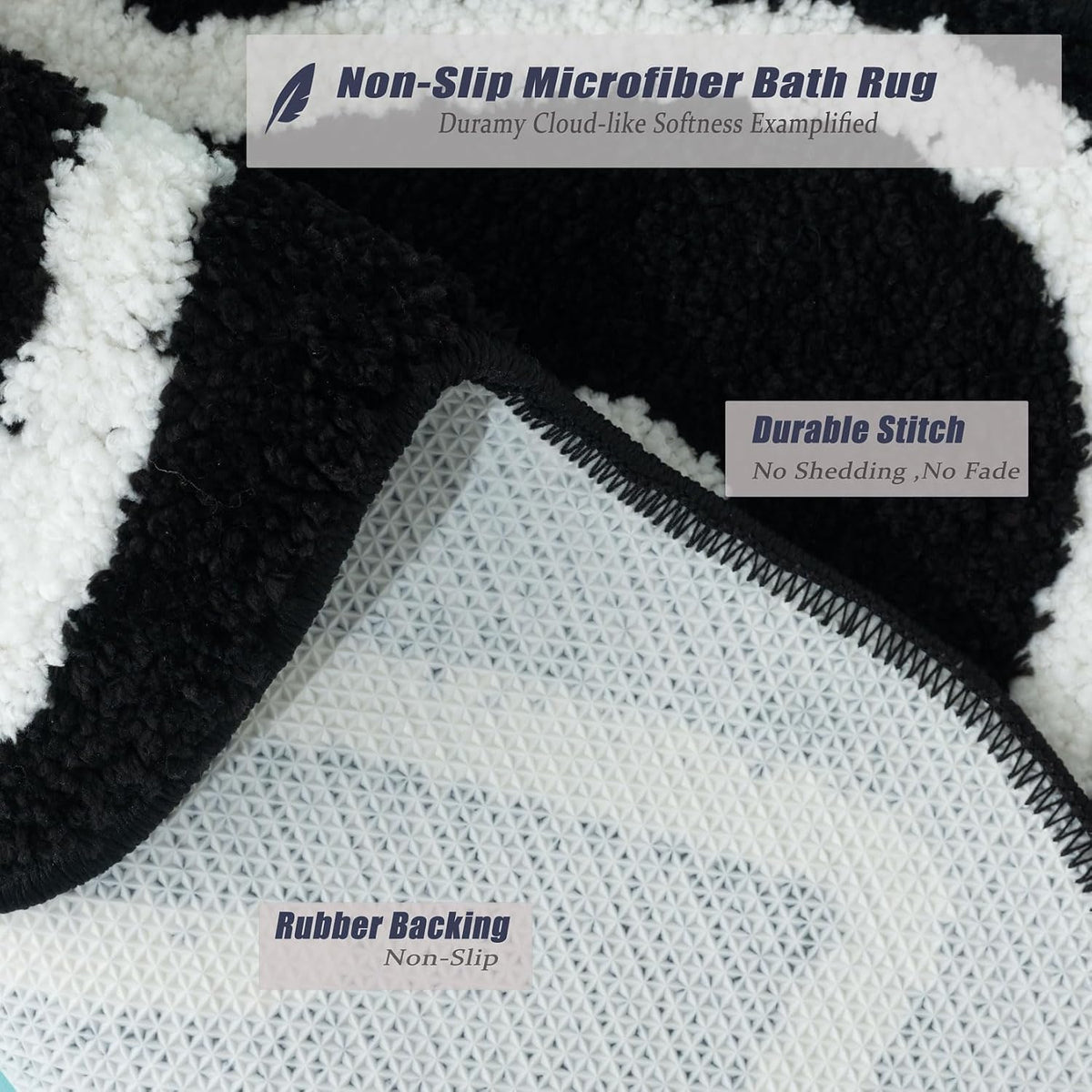 Black Bath Mat for Bathroom Non Slip, Cute Bathroom Rugs Coquette Bow Rug Plush Microfiber Bath Rug, Small Washable Absorbent Bath Mat for Bathtub Sink Girl's Bedside Preppy Decor 24"x20"