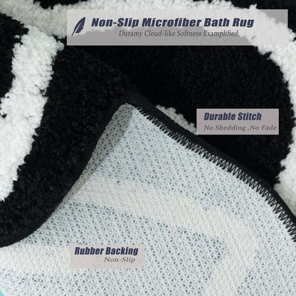 Black Bath Mat for Bathroom Non Slip, Cute Bathroom Rugs Coquette Bow Rug Plush Microfiber Bath Rug, Small Washable Absorbent Bath Mat for Bathtub Sink Girl's Bedside Preppy Decor 24"x20"