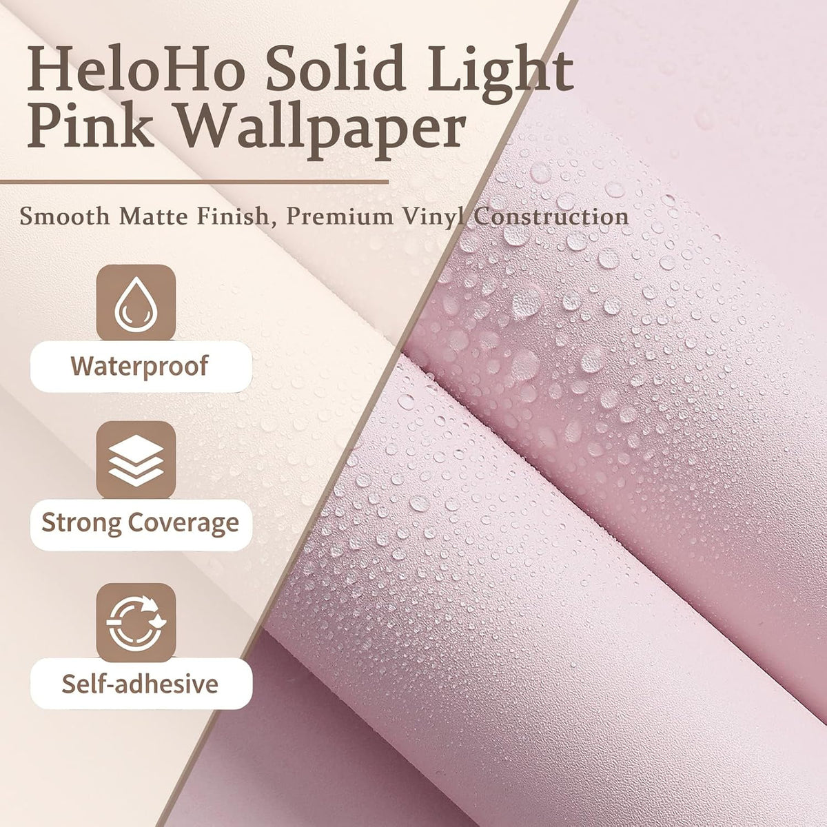Solid Light Pink Wallpaper 394"X15.7" Matte Textured Contact Wallpaper Peel and Stick Modern Self Adhesive Removable Wallpaper Waterproof Paper for Living Room Bedroom Decor