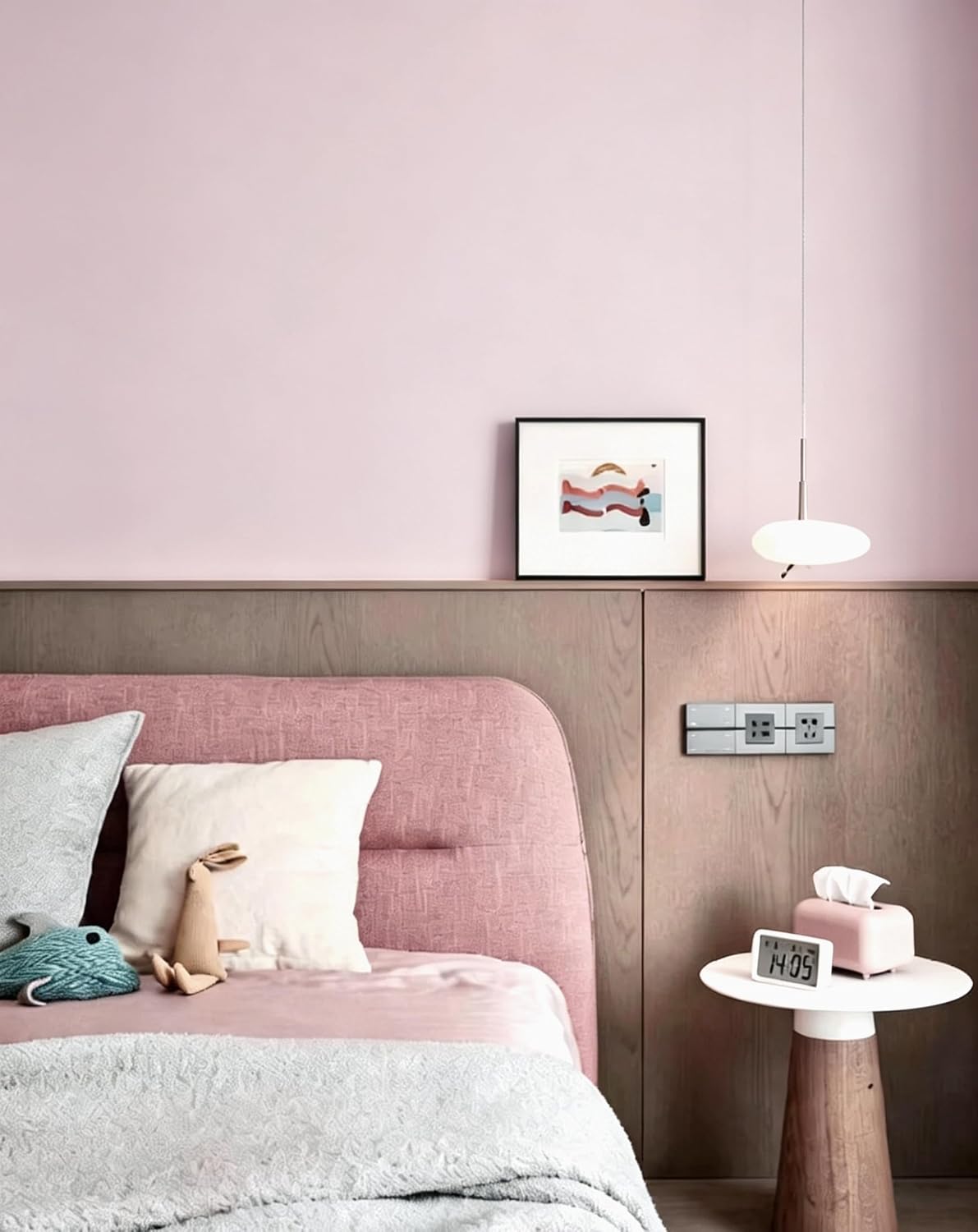Solid Light Pink Wallpaper 394"X15.7" Matte Textured Contact Wallpaper Peel and Stick Modern Self Adhesive Removable Wallpaper Waterproof Paper for Living Room Bedroom Decor