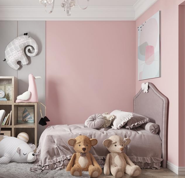 Solid Light Pink Wallpaper 394"X15.7" Matte Textured Contact Wallpaper Peel and Stick Modern Self Adhesive Removable Wallpaper Waterproof Paper for Living Room Bedroom Decor