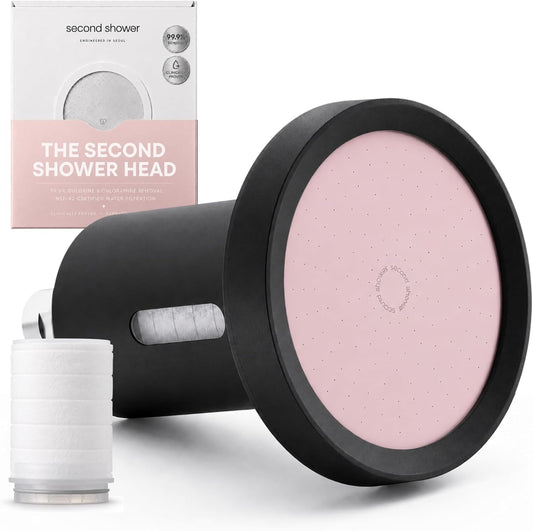 Filtered Shower Head for Hard Water, Clinically Proven, NSF Certified 99.9% Chlorine Removal, High Pressure, Korean Beauty Secret Natural Filter (Black Pink)