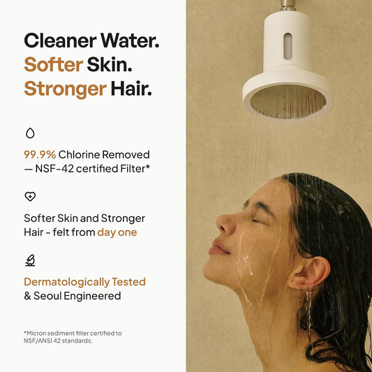 Filtered Shower Head for Hard Water, Clinically Proven, NSF Certified 99.9% Chlorine Removal, High Pressure, Korean Beauty Secret Natural Filter (Black Pink)