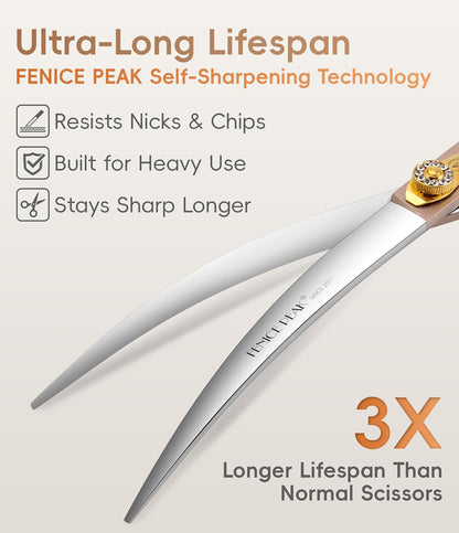 45° Extra Curved Dog Grooming Scissors 440C Stainless Steel 7.5'' Big Arc Curved Shears Rose Gold Sharp and Durable Trimming Scissors for Dogs and Cats