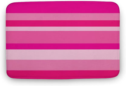 Pink Horizontal Stripes Bathroom Rug, Non Slip & Soft Absorbent Bath Mat Carpets for Bathroom 16" x 24"
