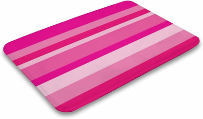 Pink Horizontal Stripes Bathroom Rug, Non Slip & Soft Absorbent Bath Mat Carpets for Bathroom 16" x 24"