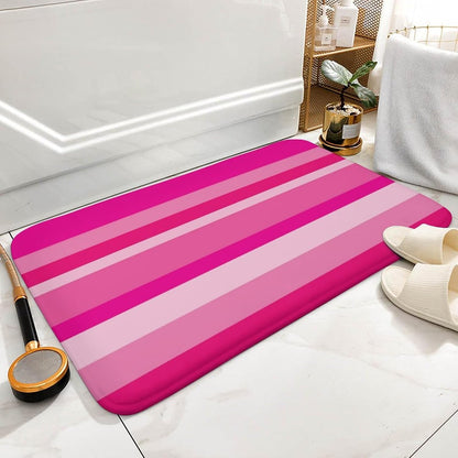 Pink Horizontal Stripes Bathroom Rug, Non Slip & Soft Absorbent Bath Mat Carpets for Bathroom 16" x 24"