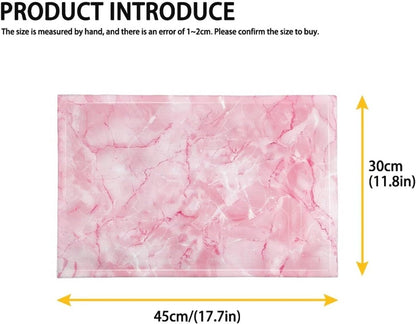 Pink Marble Texture Placemats Set of 4 Quick Dry Placemat Rectangle Place Mats Wipeable Scratch Resistant Wrinkle Free Placemat for Party Kitchen Dining Decoration