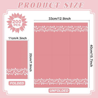 200PCS Pink Platos De Barro Party Napkins Talavera Barro Disposable Napkins Pink Mexican Fiesta Hand Towel Mexican Flower Party Decor for Talavera Baby Shower Wedding Birthday Supplies