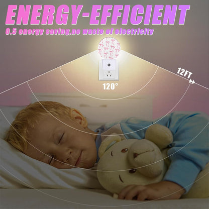Pink Bow Night Light Ribbon Night Lights LED Lamp Round Plug into Wall Nightlight with Dusk to Dawn Sensor Home Hallway Stairway Kitchen Decor