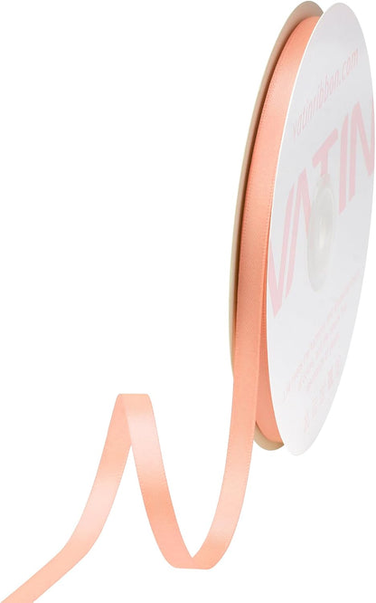 Peach Satin Ribbon 1/4 Inch x 50 Yards for Gift Wrapping