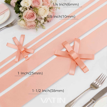 Peach Satin Ribbon 1/4 Inch x 50 Yards for Gift Wrapping