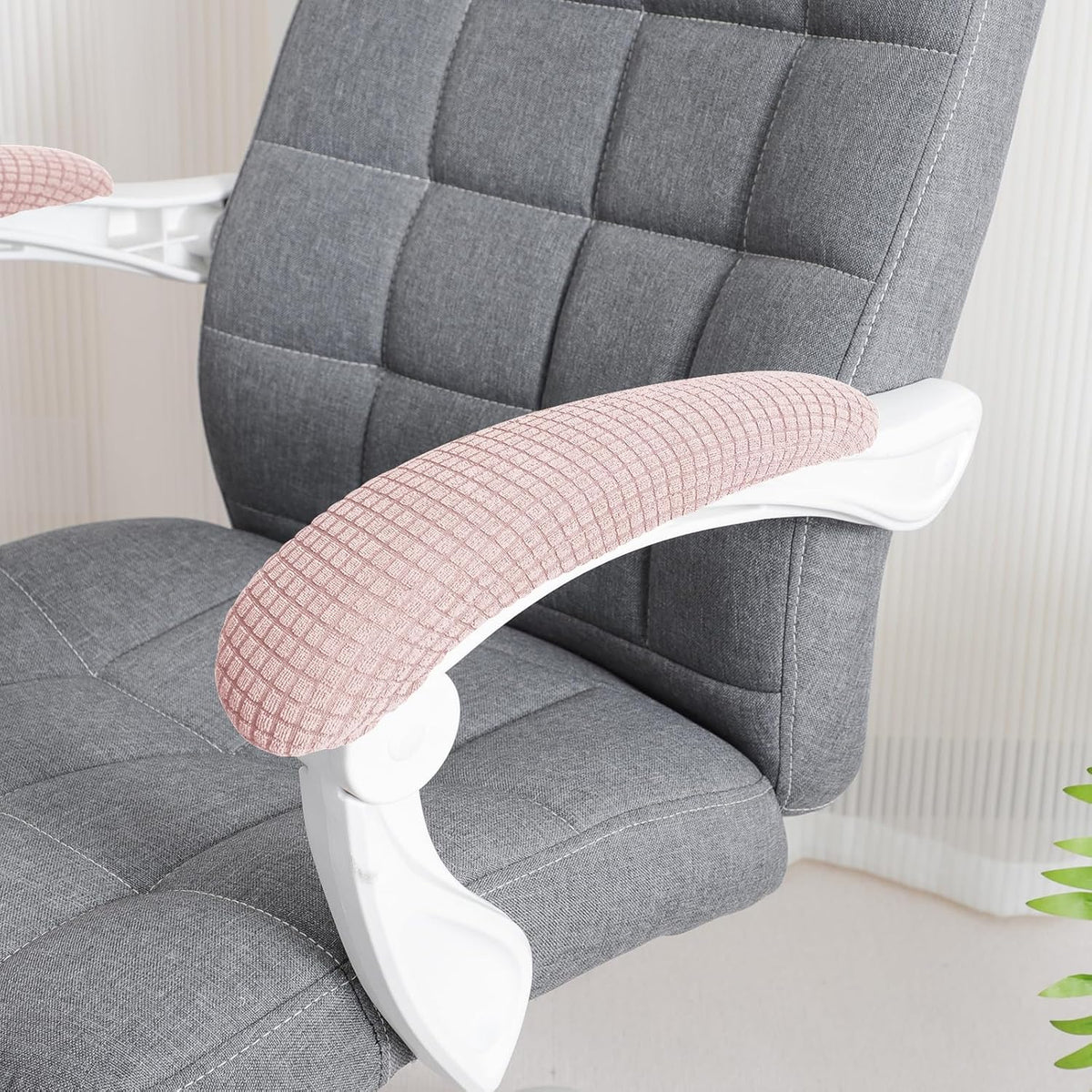 Office Chair Armrest Covers Pink 8-13 inch Long Stretchable Water Resistant Jacquard Desk Chair Arm Rest Covers for Computer Chair Arm Removable Washable 2 Pieces