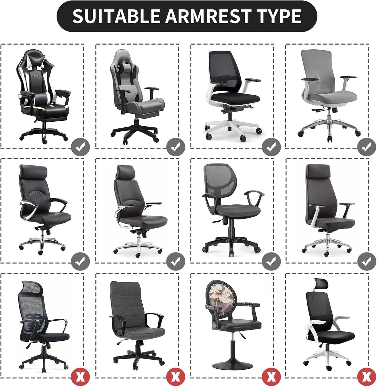 Office Chair Armrest Covers Pink 8-13 inch Long Stretchable Water Resistant Jacquard Desk Chair Arm Rest Covers for Computer Chair Arm Removable Washable 2 Pieces