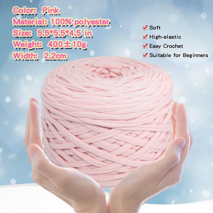 400g T-Shirt Yarn, 130 Yards Elastic Fabric Crochet DIY Pink