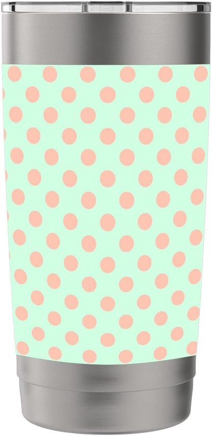 Polka Dot Pattern Green Peach, Women Girls, Polka Dots Stainless Steel Insulated Tumbler