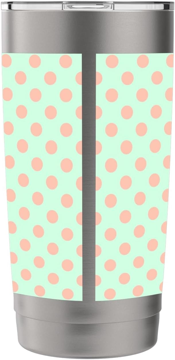 Polka Dot Pattern Green Peach, Women Girls, Polka Dots Stainless Steel Insulated Tumbler
