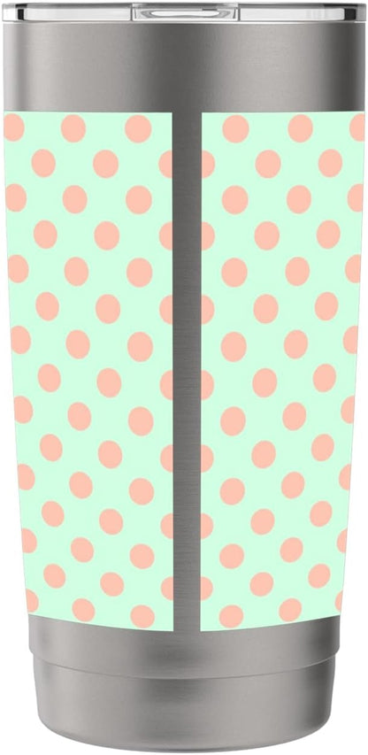 Polka Dot Pattern Green Peach, Women Girls, Polka Dots Stainless Steel Insulated Tumbler