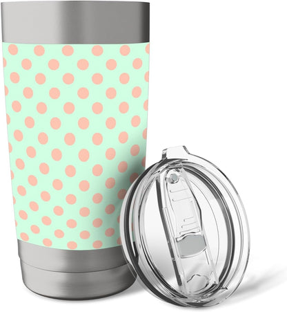 Polka Dot Pattern Green Peach, Women Girls, Polka Dots Stainless Steel Insulated Tumbler