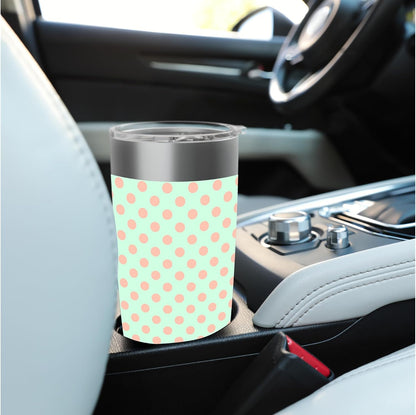 Polka Dot Pattern Green Peach, Women Girls, Polka Dots Stainless Steel Insulated Tumbler