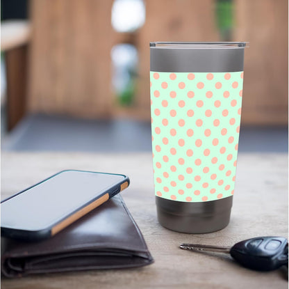 Polka Dot Pattern Green Peach, Women Girls, Polka Dots Stainless Steel Insulated Tumbler