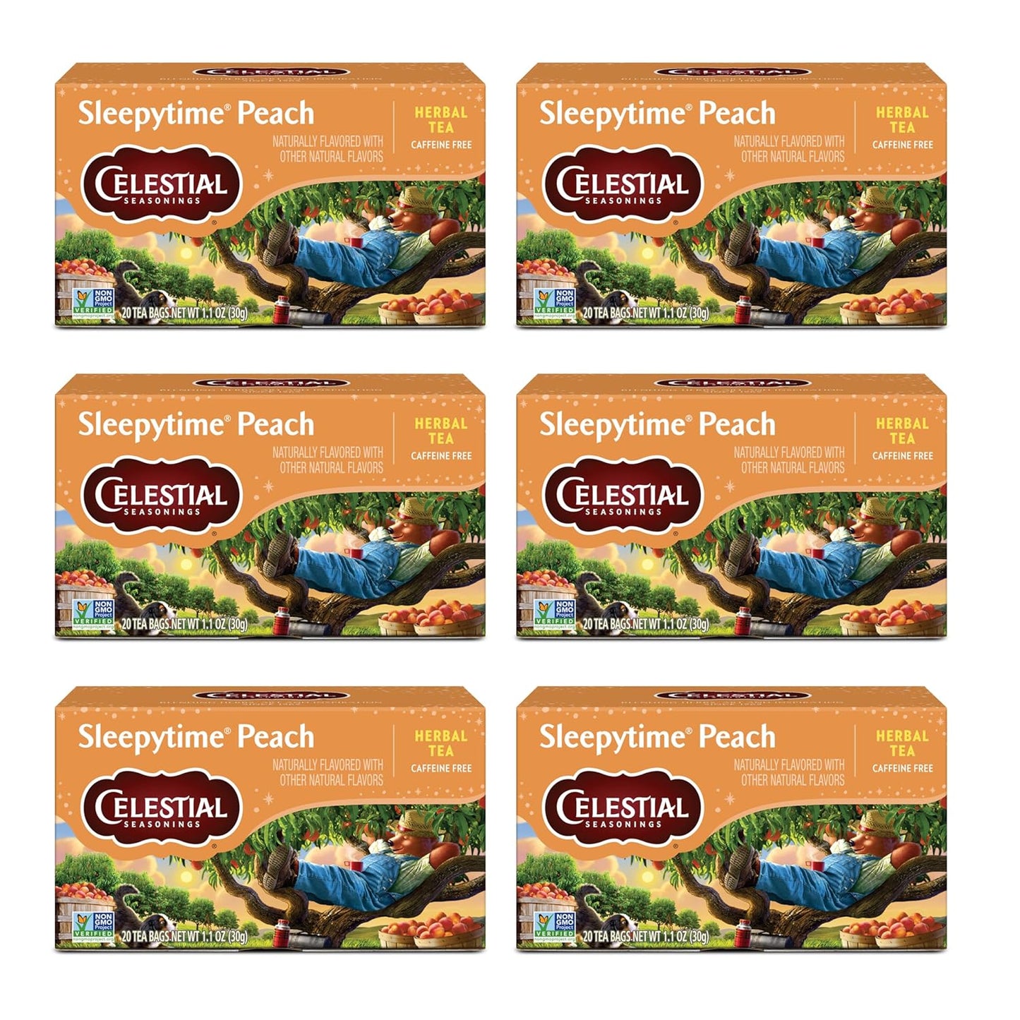 Sleepytime Herbal Tea, Peach, Caffeine Free Sleep Tea, 20 Tea Bags Per Box (Pack of 6)