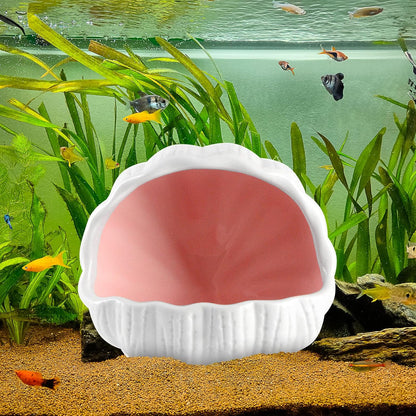 Aquarium Decorations, Cute Ceramic Betta Fish House, Conch Shell-Shaped Fish Tank Decor Accessory, Aquarium Hideout Cave Ornament for Pleco Fish Shrimp to Play Breed Rest (Pink)