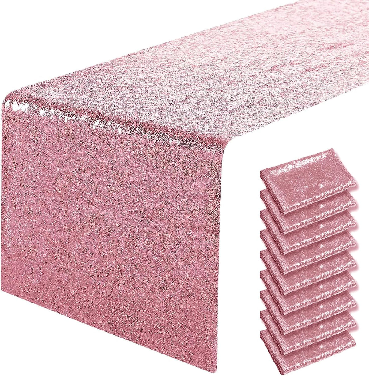 12 x 72 inches Light Pink Sequin Table Runner, 2 Packs