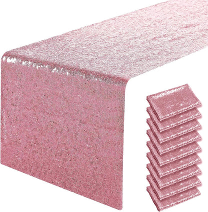 12 x 72 inches Light Pink Sequin Table Runner, 2 Packs