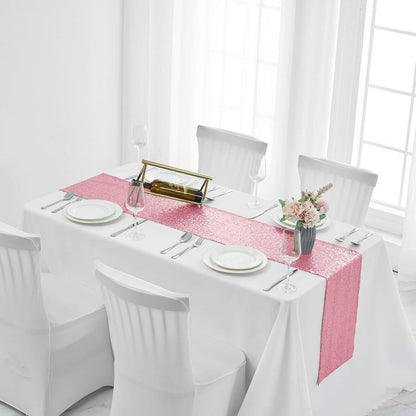 12 x 72 inches Light Pink Sequin Table Runner, 2 Packs