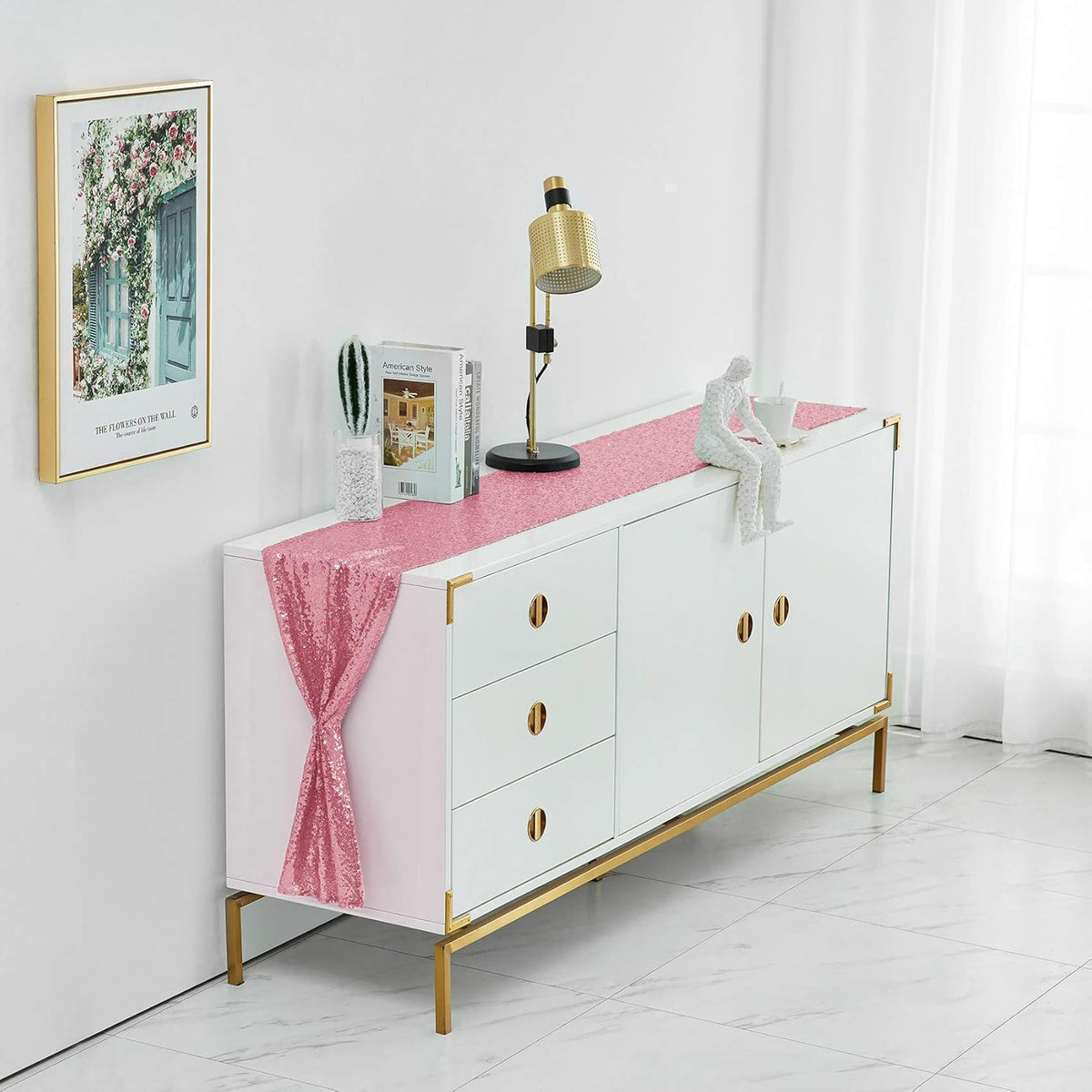 12 x 72 inches Light Pink Sequin Table Runner, 2 Packs