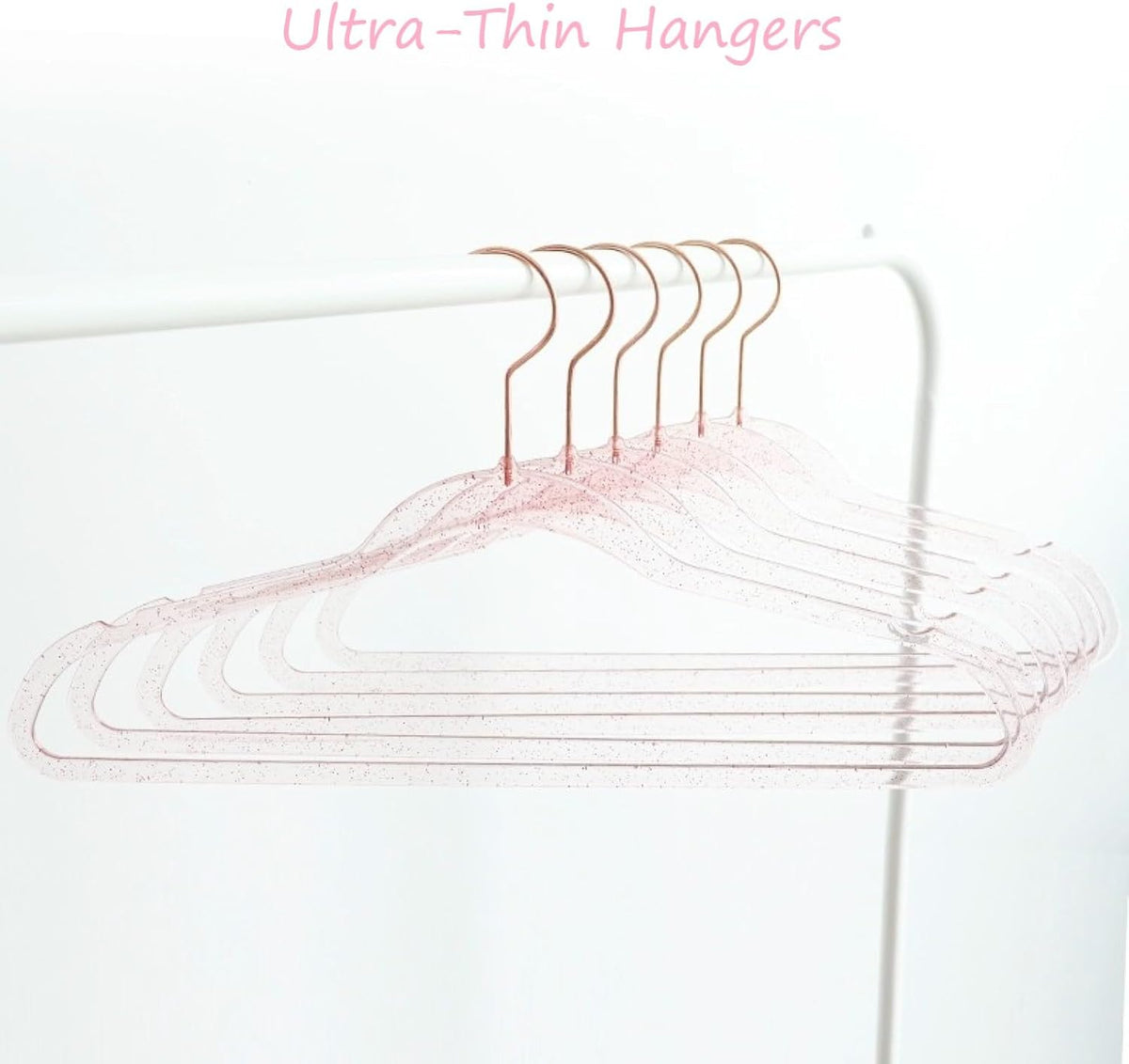 Pink Clothes Hangers 16", 20 Pack Plastic Clear Coat Hanger for Adult Closet, Durable Bling Ganchos de Ropa with Swivel Hook, Notched Shoulders & Ultra-Thin Space Saving Laundry Hanger for Dress Suits