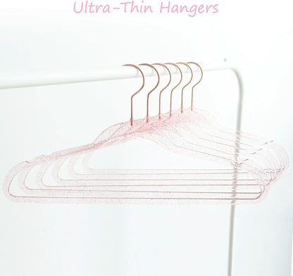 Pink Clothes Hangers 16", 20 Pack Plastic Clear Coat Hanger for Adult Closet, Durable Bling Ganchos de Ropa with Swivel Hook, Notched Shoulders & Ultra-Thin Space Saving Laundry Hanger for Dress Suits