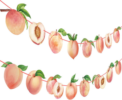 2PCS Pink Peach Cutout Banner Peach Decor One Sweet Peach Birthday Decorations Peach Party Decorations for Girl Princess Birthday Baby Shower Wedding Supplies
