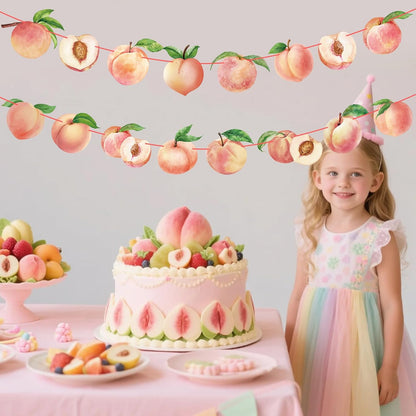2PCS Pink Peach Cutout Banner Peach Decor One Sweet Peach Birthday Decorations Peach Party Decorations for Girl Princess Birthday Baby Shower Wedding Supplies