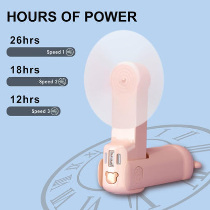 Portable Handheld Fan, Small Mini Foldable Personal Fan [26H Max Cooling Time], 3 IN 1 USB Rechargeable for Travel Outdoor,Gifts for Women (Pink)