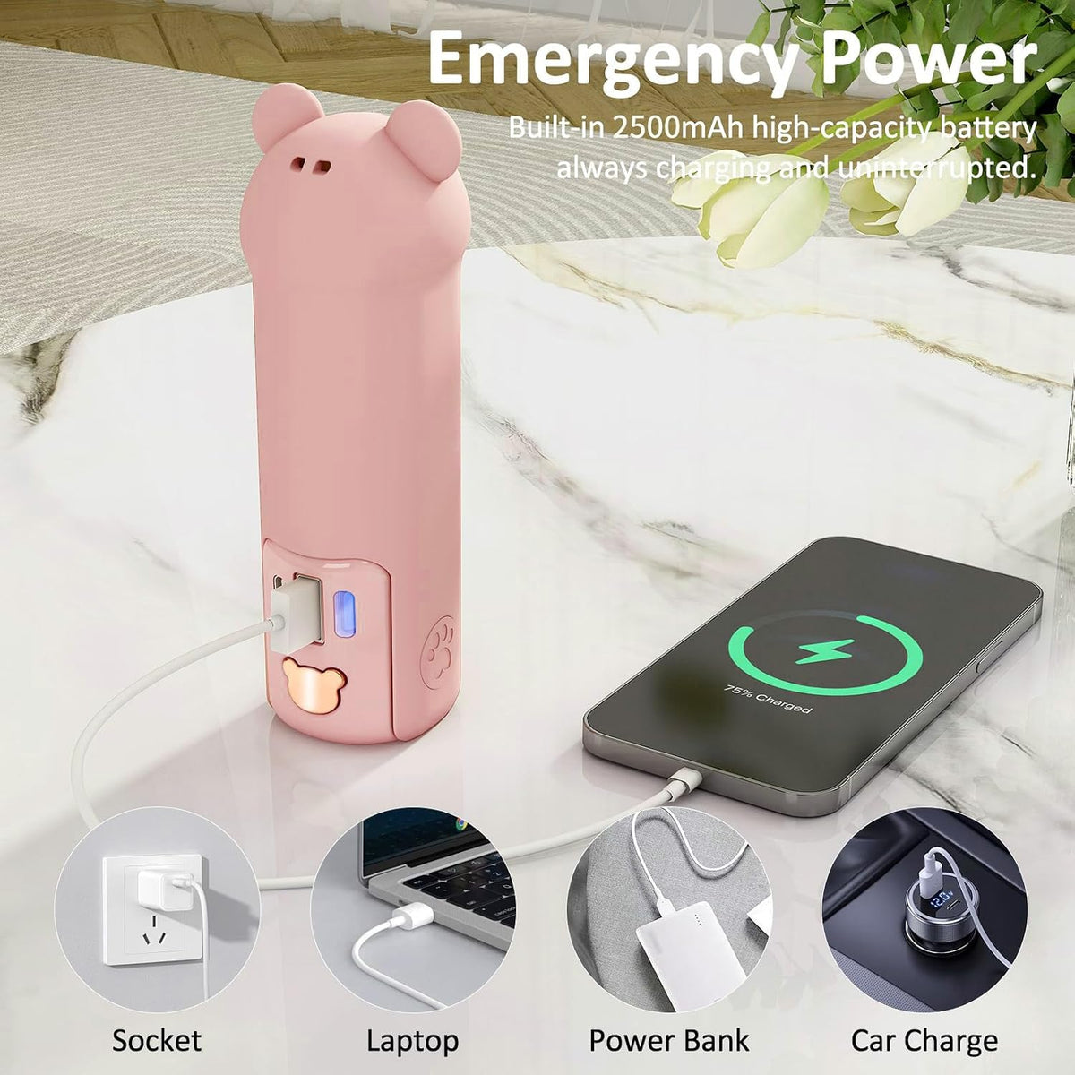 Portable Handheld Fan, Small Mini Foldable Personal Fan [26H Max Cooling Time], 3 IN 1 USB Rechargeable for Travel Outdoor,Gifts for Women (Pink)
