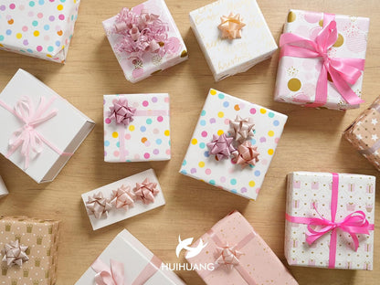 36 Pcs Dusty Rose Bows for Gift Wrapping Self Adhesive Satin Star Bows 2.5 inch Peach/Rose Gold/Rose Pink/Dusty Rose/Vanilla/Mauve Gift Bow for Presents Bridal Shower Wedding Favors