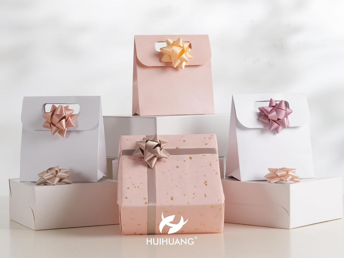 36 Pcs Dusty Rose Bows for Gift Wrapping Self Adhesive Satin Star Bows 2.5 inch Peach/Rose Gold/Rose Pink/Dusty Rose/Vanilla/Mauve Gift Bow for Presents Bridal Shower Wedding Favors