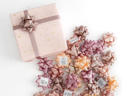 36 Pcs Dusty Rose Bows for Gift Wrapping Self Adhesive Satin Star Bows 2.5 inch Peach/Rose Gold/Rose Pink/Dusty Rose/Vanilla/Mauve Gift Bow for Presents Bridal Shower Wedding Favors