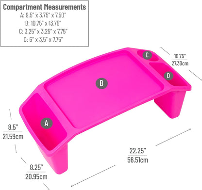 Kids Lap Desk, Portable Activity Tray with Side Storage, Stackable Plastic Desk for Drawing, Snacks, Study, Set of 2, Pink