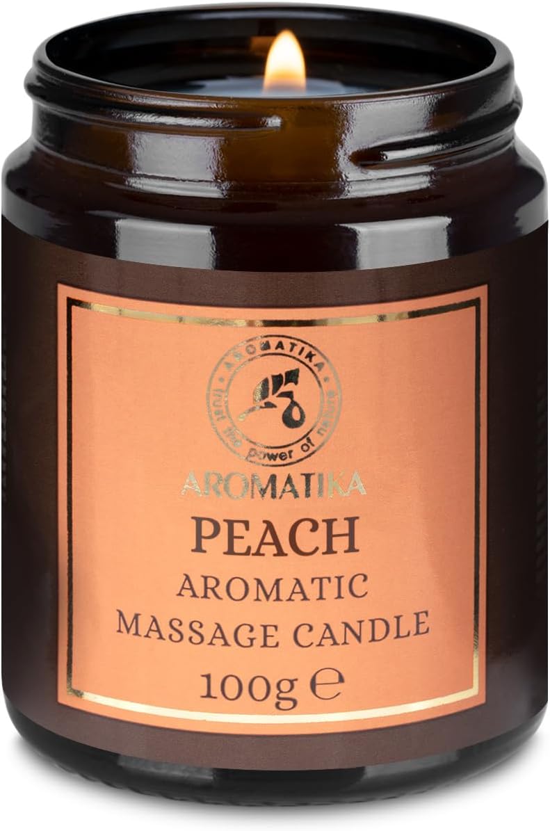 Massage Candle Peach - Soy Wax Candle 3.5Oz - Relaxing Massage Candle - Massage Candle with Coconut and Almond Oils - Body Care - Calming - Beauty - Aromatherapy